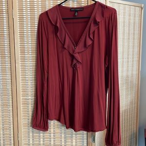 Gorgeous White House Black Market Drapey Ruffle Blouse!